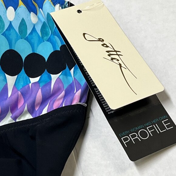 Profile by Gottex Swimsuit Womens 10 Moroccan Escape‎ V Neck Black Geo One Piece - Picture 8 of 9